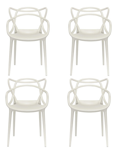 Silla Master Cocina Comedor Apilable Reforzada X 4 Unidades Color de la estructura de la silla Blanco Color del asiento Blanco Diseño de la tela Polipropileno