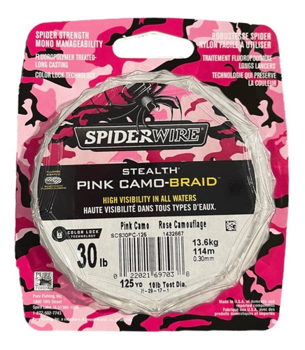 Multifilamento Spiderwire Pink Camo X114mts Made In Usa
