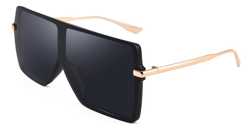 Feisedy Flat Top Oversized Shield Gafas De Sol Mujer Hombre 