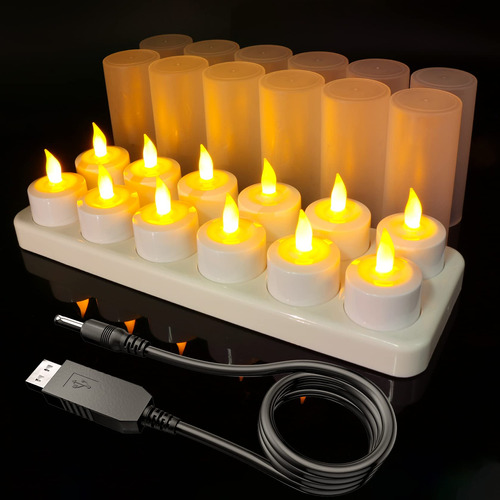 Soulbay 12 Velas De Te Recargables Sin Llama Con Base De Car