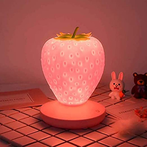 Lámpara Led De Fresa Para Guardería, Bonita Luz Nocturna Par