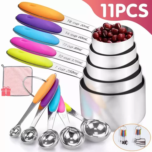 Comprar Cuchara medidora de cocina, herramienta creativa de medición de  silicona para hornear, cucharón con escala, cucharas medidoras de cocina, 8  Uds.