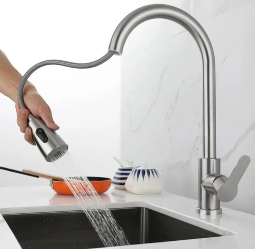 Llave Monomando Extensible Para Lavaplatos