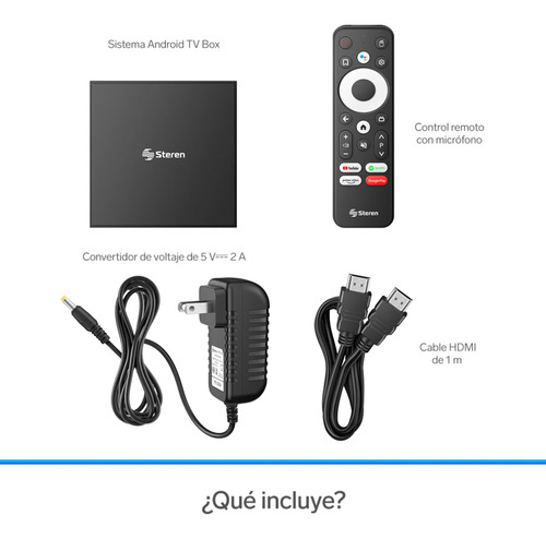 Steren Intv-1000 Sistema Android Tv Box 4k Control Remoto