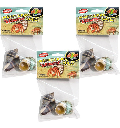 Zoo Med Hermit Crab Growth Shells, Size Medium - 6 Total (3
