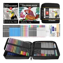Comprar Kit Arte Dibujo Bocetos Lápices Cuadernos Colores 76 Piezas