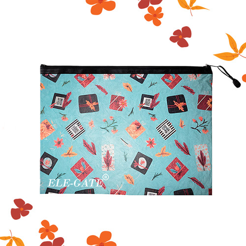 Sobre Folder Lona Estampado Impermeable Con Cierre Seguro Documentos Color Azul Ele-Gate