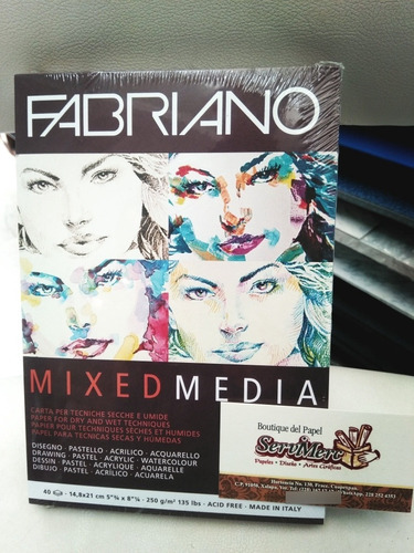 Block De Dibujo Fabriano Mixed Media A5 21x14.8cm 40hj 250gr
