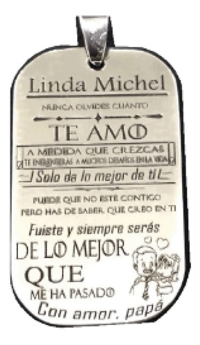 Placa Hija Mía Español, Grabada Bajo Relieve, Plata.950