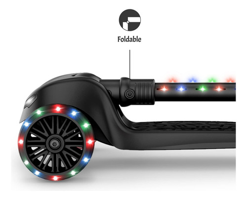 Patinete De 3 Ruedas Con Luces Manillar Ajustable Plegable Jupiter Mini Negro Nombre Del Diseño