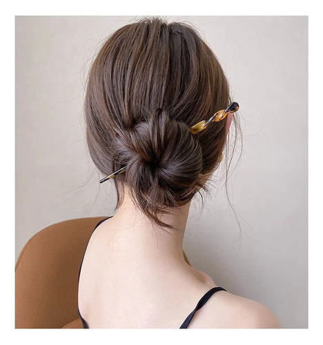 Palillos Para El Pelo De Concha De Tortuga Con Clip Peinado