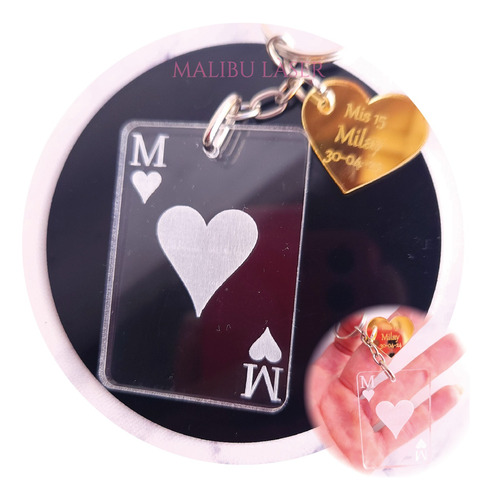 30 Llaveros Carta Poker Souvenir Personalizados