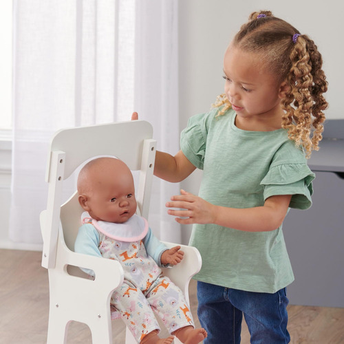 Silla Alta Para Muñeca Con Plato, Babero Y Cuchara