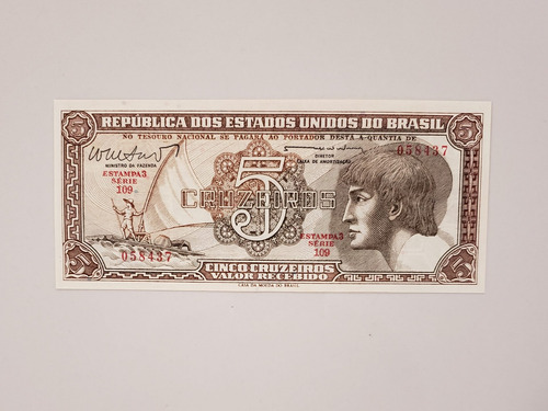 C112 Cédula Antiga De 5 Cruzeiros/ Índio 1962 Fe