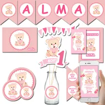 Comprar Kit Imprimible Osita Rosa Deco Cumple Personalizado