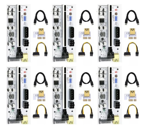 Riser Pack X 6 Minería Ver 010x Plus Led Pcie 1/16x Usb 3.0