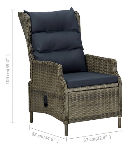 Silla De Jardín Reclinable Cojines Ratán Marrón Reclinable Color Café