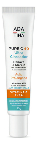 Pure C 40 Ultra Clareador 2x Mais Vitamina C Pura Facial Momento de aplicação Noite Tipo de pele Pele com Rugas, Manchas e Flacidez