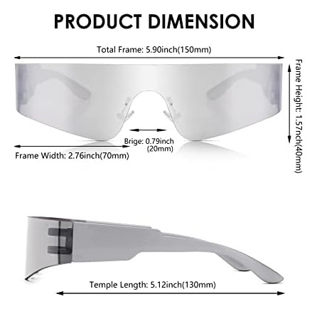 Nulooq Y2k Gafas De Sol Envolventes Futuristas Sin Montura P