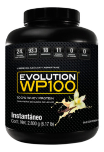 Suplemento en polvo Evolution  WP100 proteínas sabor vainilla en pote de 2.8kg