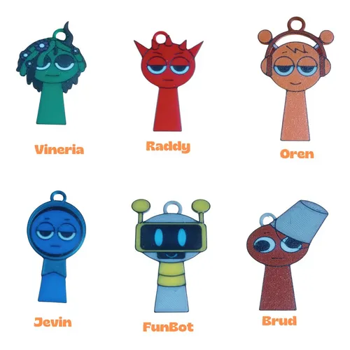Sprunkis Incredibox Llaveros X20 Unidades + 1 Nombre