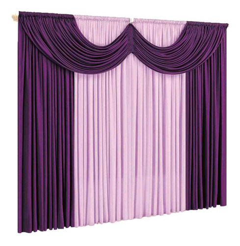 Cortina P/ Sala Paris Roxo Lilás De 2mx1,7m P/ Varão Simples