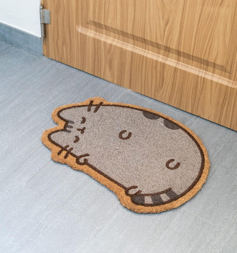 Tapete Tipo Alfombra Para Entrada Gato Pusheen Cat 60x43 Cm Ancho 2 Cm Color Marrón Claro Diseño De La Tela Animal Print Largo 60 Cm
