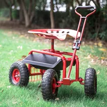 Comprar Carrito De Jardín Patinete Con Bandeja Con Ruedas Mango Rojo