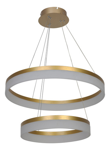 Lustre Pendente Anéis Sofisticado Led 3500k 41w Cor Dourado 