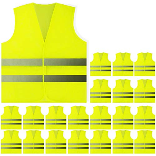 , 20 Pack, Yellow Reflective High Visibility Safety Ves...