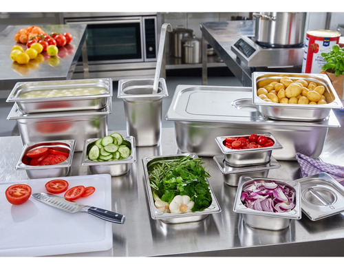 Gastronorm Bandeja Gn Acero Inoxidable 1/2 100mm Premium Color Plateado