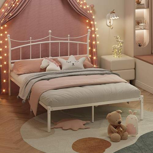 Base De Cama Matrimonial Weeho C/cabecera D Princesa Blanco