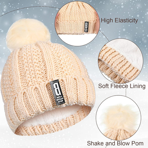 Paquete 8 Gorros Y Bufandas Punto Invierno Suaves Con Forro