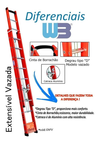 Imagem 1 de 1 de Escada Fibra Extensível 5,70x 10,20 Metros 