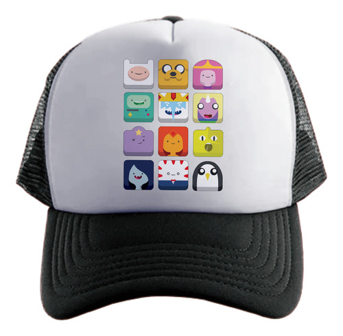 Hora De Aventura Todos Los Personajes Gorra Friki Tu Eres Negro Talle Único Regulable Hora De Aventura Todos Los Personajes