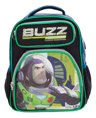 Mochila Escolar Kinder Disney Lightyear Color Gris/Azul/Negro