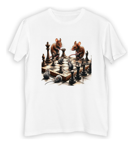 Remera Hombre Raton Ajedrez Juego Chess Dibujo Play M3