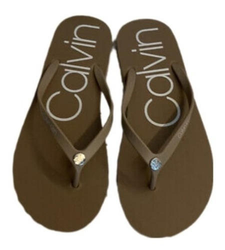 Sandalias Calvin Klein Mujer Marrón Originales Playa Piscina