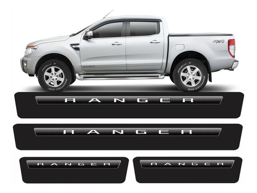 Kit Adesivo Soleira Premium Ford Ranger Limited 4x4 Resinado