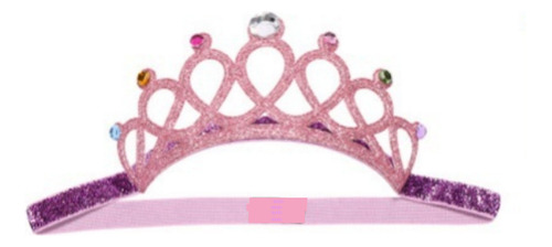 Diadema Corona Rosa-lila Con Piedras Para Niña