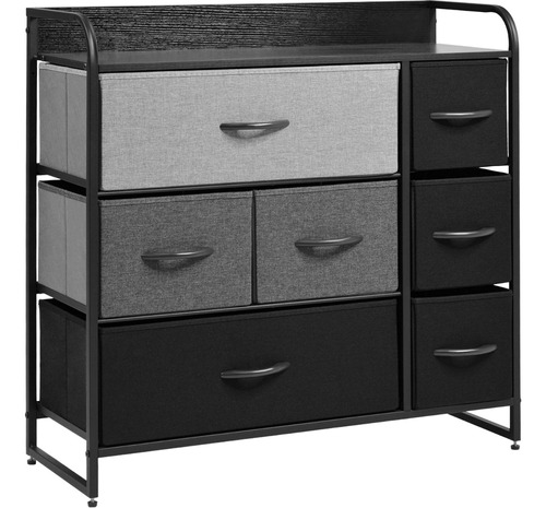 Mueble Buro Organizador Comoda Metal 7 Cajoneras Tela Color Negro