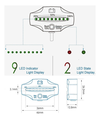 Nivel De Batería Led Para Vehículos: Carritos De Golf De 12