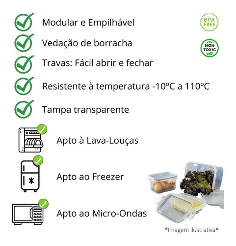 Imagem 5 de 6 de Pote Hermético 2 Divisórias Empilhável Tampa Porta Frios