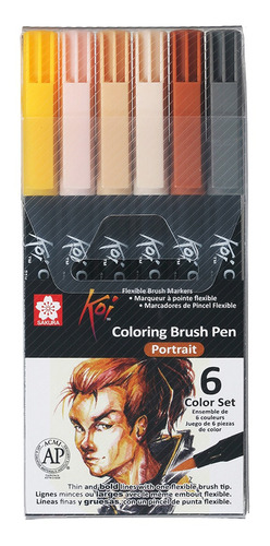 Marcadores Pincel Acuarelabl Sakura Koi 6p Brush Pen Retrato