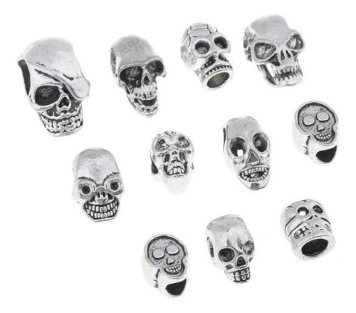 5 X 11 Piezas De Plata Halloween Agujero Grande Espaciador