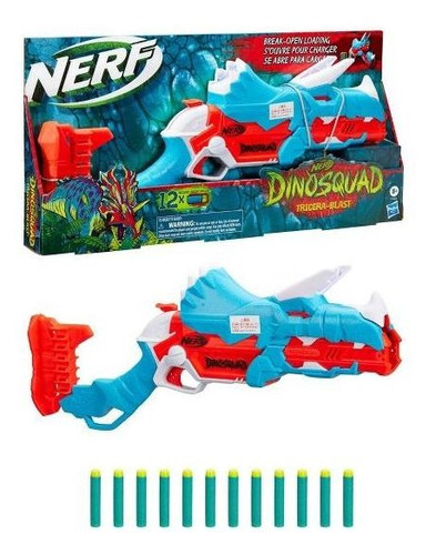 Pistola De Dardos Nerf Dino Squad Tricera Blast Importada 