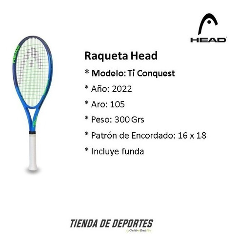 Imagen 2 de 10 de Raqueta Tenis Head Ti Reward Titanium Nivel Intermedio 16x19