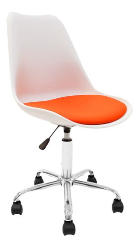 Silla Tulip tipo Eames Operativa Color Blanco y Naranja