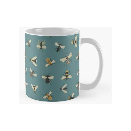 Taza Patrón De Abeja Teal Gouache Calidad Premium