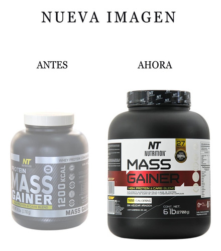 Nt Nutrition Mass Gainer Ganador De Masa Y Peso Whey 2.7 Kg Vainilla
